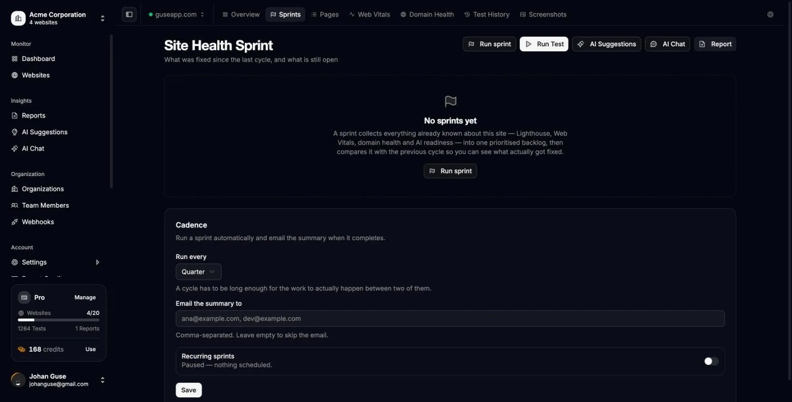 Scheduled Monitoring screenshot