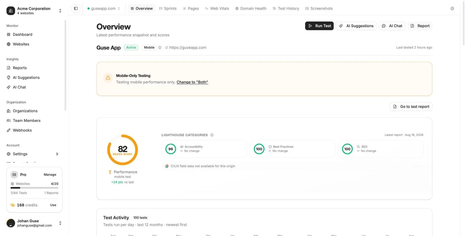 Continuous Speed Monitoring screenshot