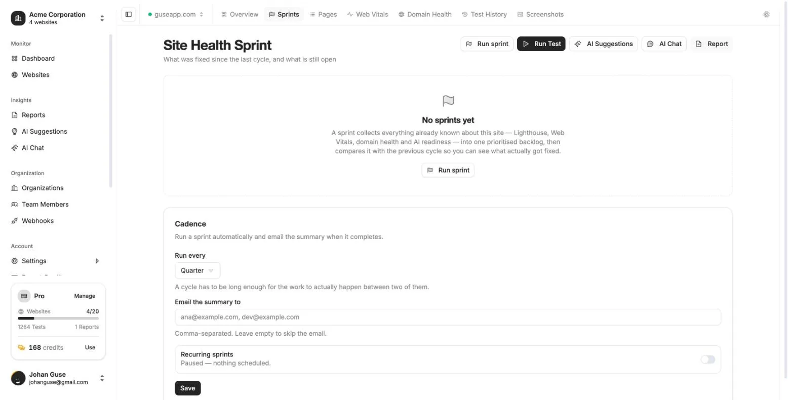 Scheduled Monitoring screenshot